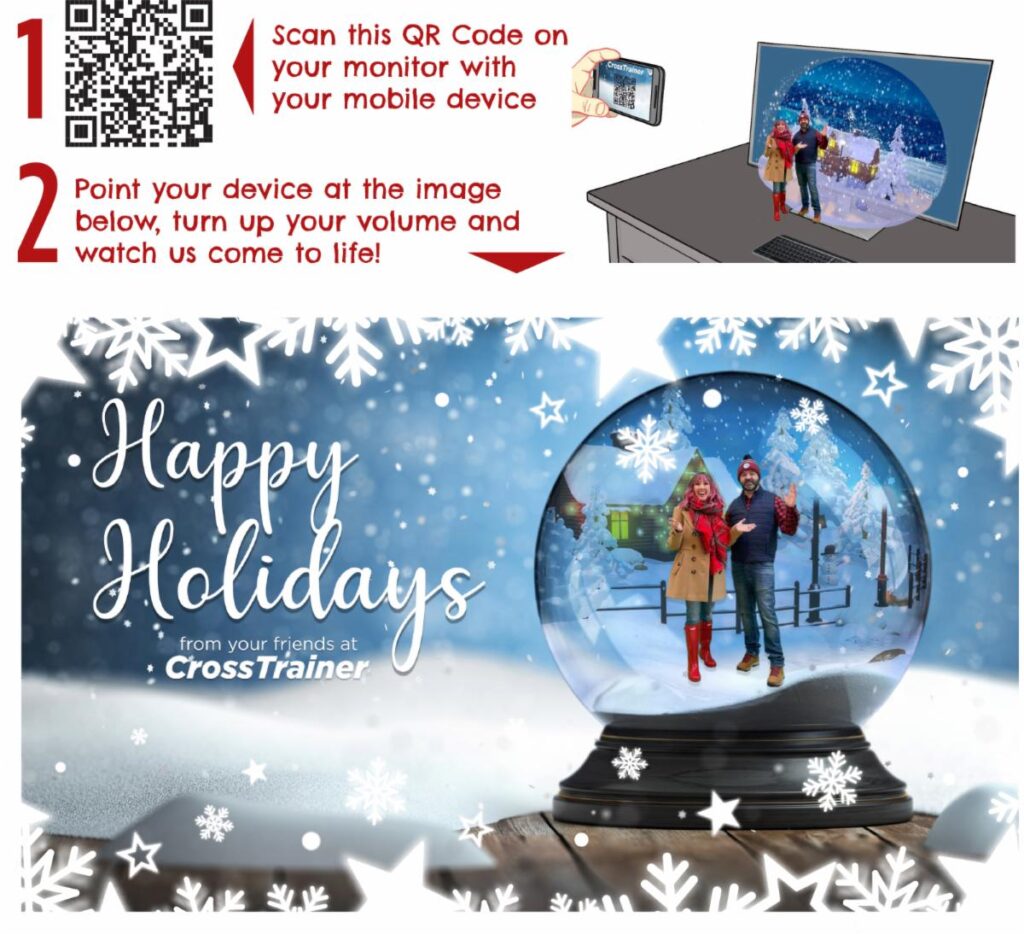 Augmented Reality triggered by QR code Holiday message